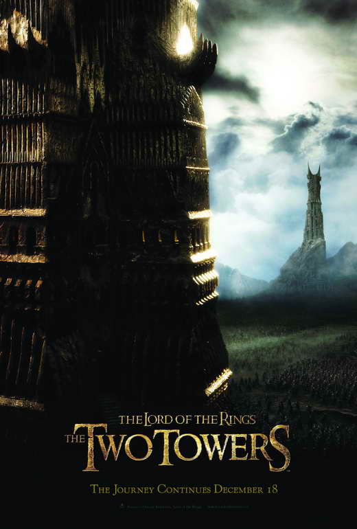 Lord of the Rings: The Two Towers Movie Poster Print featuring epic fantasy artwork.