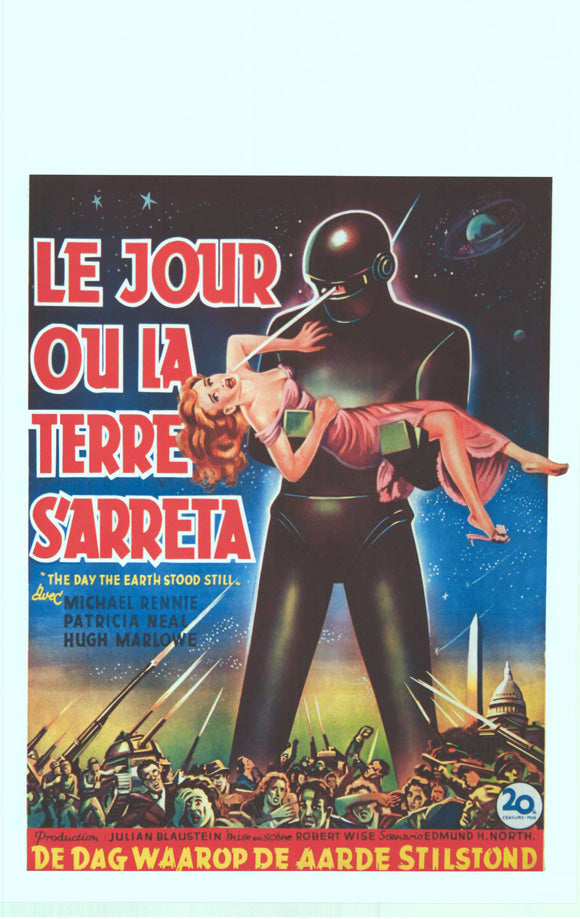The Day the Earth Stood Still Movie Poster Print featuring classic sci-fi artwork.