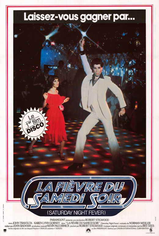 Saturday Night Fever Movie Poster Print featuring iconic disco imagery.