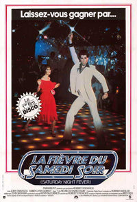 Saturday Night Fever Movie Poster Print featuring iconic disco imagery.