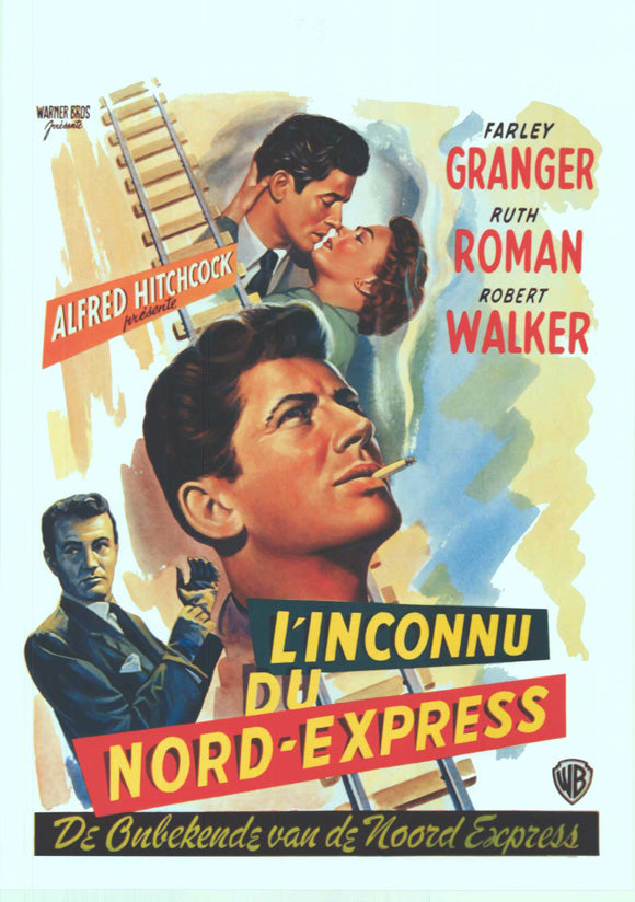 Strangers on a Train Movie Poster Print featuring iconic film imagery.