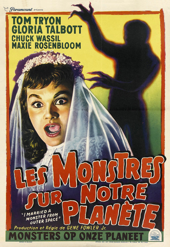 I Married A Monster From Outer Space movie poster print featuring retro sci-fi design.