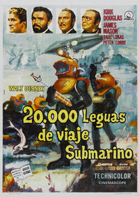 20,000 Leagues Under the Sea Movie Poster Print featuring underwater adventure.