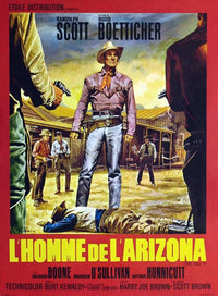 The Tall T Movie Poster Print featuring classic western imagery.