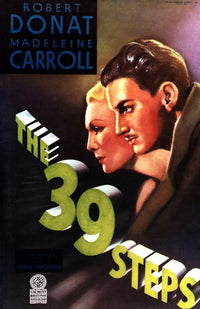 The 39 Steps Movie Poster Print featuring suspenseful imagery.