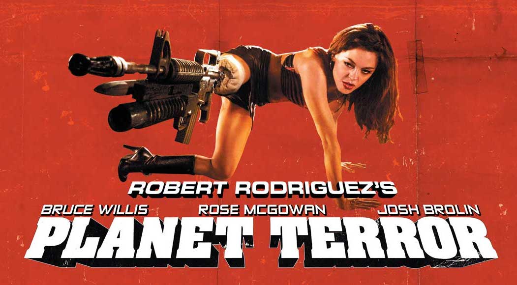 Grindhouse Movie Poster Print featuring vibrant cinematic art.
