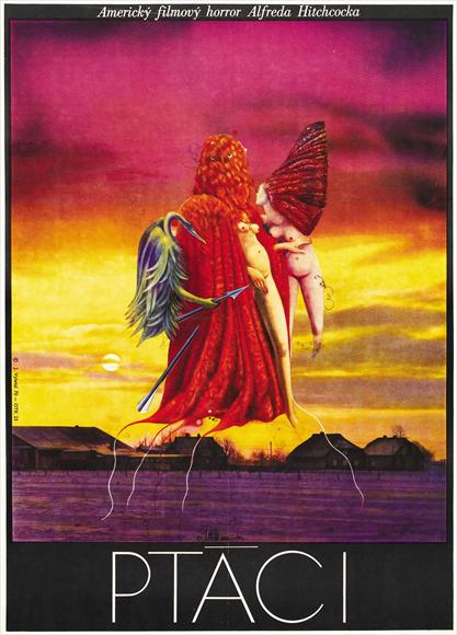 The Birds movie poster print featuring classic film art.