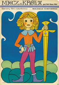Sword in the Stone Movie Poster Print featuring vibrant colors and classic Disney design.