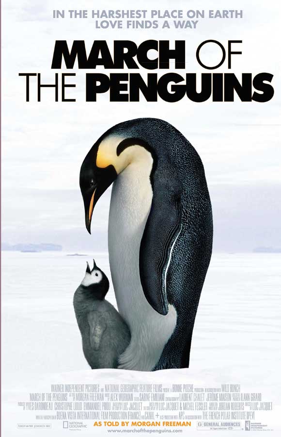 March of the Penguins Movie Poster Print showcasing emperor penguins.