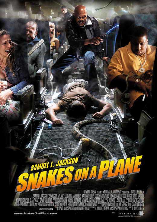 Snakes on a Plane Movie Poster Print featuring action-packed visuals.
