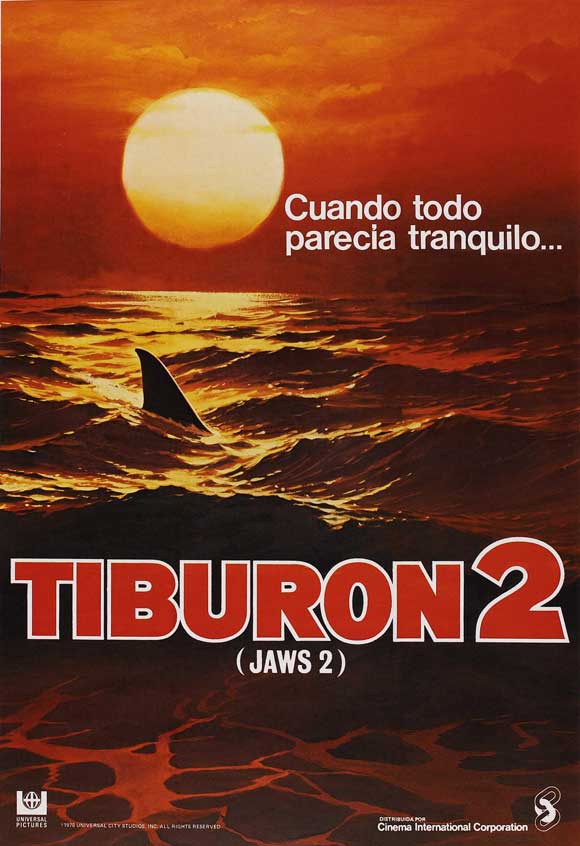 Jaws 2 Movie Poster Print featuring iconic shark horror theme.