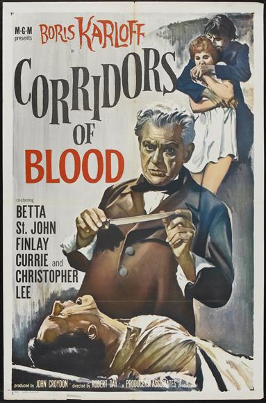 Corridors of Blood Movie Poster Print featuring classic horror film art.