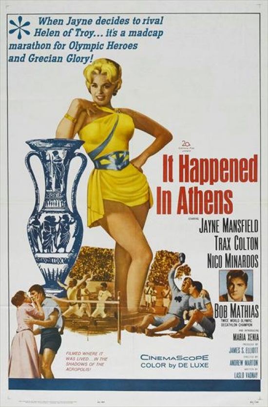 It Happened in Athens Movie Poster Print featuring classic film art