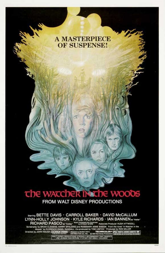 The Watcher in the Woods Movie Poster Print highlighting suspenseful cinematic art.