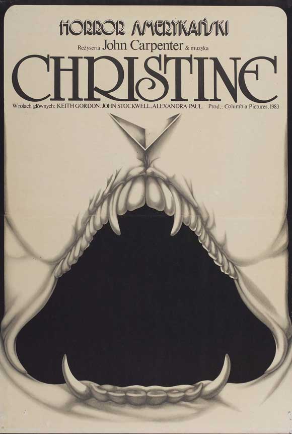 Christine Movie Poster Print showcasing the iconic 1958 Plymouth Fury in horror art style.