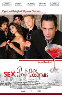 Sex, Politics & Cocktails movie poster print, vibrant design