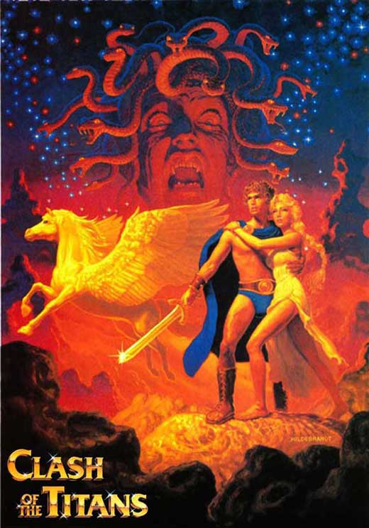 Clash of the Titans Movie Poster Print featuring iconic scenes.