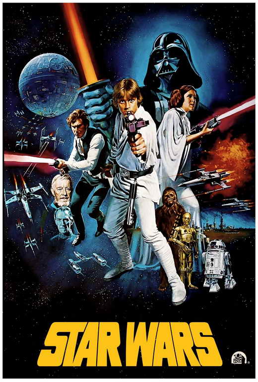 Star Wars movie poster print featuring iconic space adventure artwork.