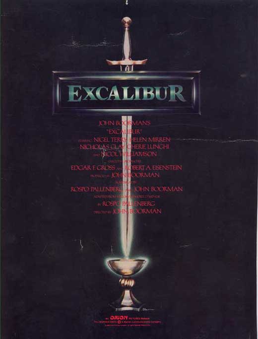 Excalibur Movie Poster Print - Iconic fantasy artwork featuring King Arthur.