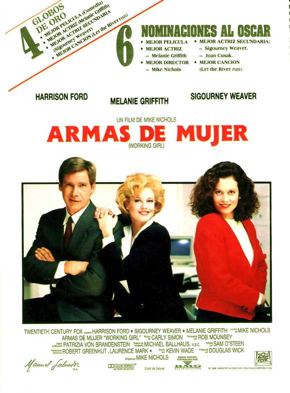 Working Girl Movie Poster Print featuring iconic film imagery.