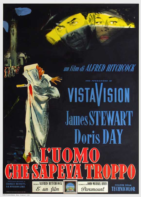 The Man Who Knew Too Much Movie Poster Print featuring classic Alfred Hitchcock film art.