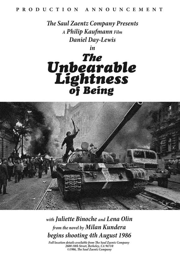 The Unbearable Lightness of Being Movie Poster Print 27x40