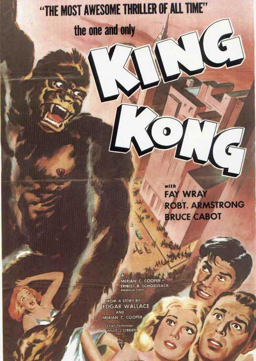 King Kong Movie Poster Print featuring the iconic giant ape in a classic film scene.