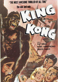 King Kong Movie Poster Print featuring the iconic giant ape in a classic film scene.