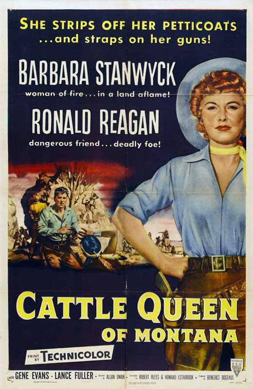 Cattle Queen of Montana Movie Poster Print showcasing classic Western film art.