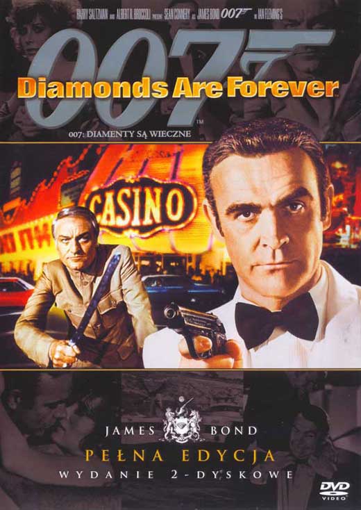 Diamonds Are Forever Movie Poster Print featuring iconic James Bond imagery.