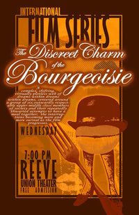 The Discreet Charm of the Bourgeoisie Movie Poster Print showcasing surreal art.