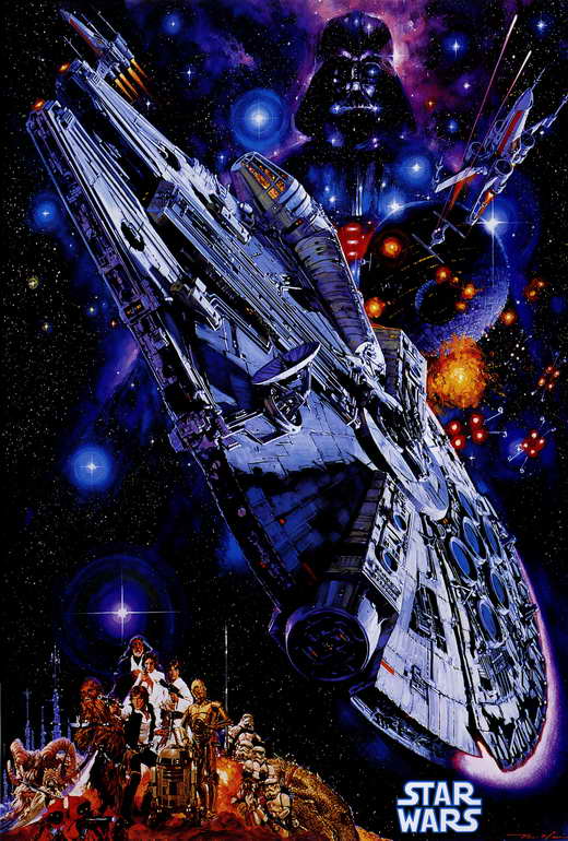 Star Wars Movie Poster Print showcasing iconic characters and scenes.