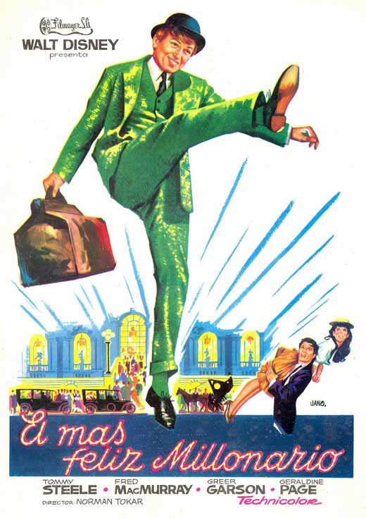 The Happiest Millionaire Movie Poster Print featuring vibrant colors and classic film imagery.