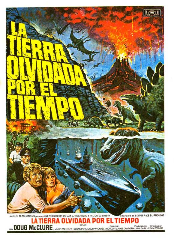 The Land That Time Forgot Movie Poster Print featuring prehistoric adventure.
