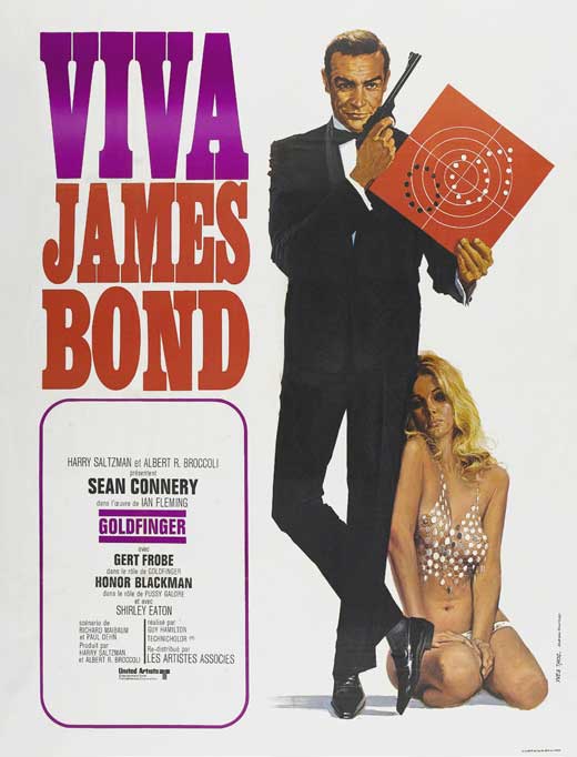 Goldfinger Movie Poster Print featuring iconic imagery from the classic film.