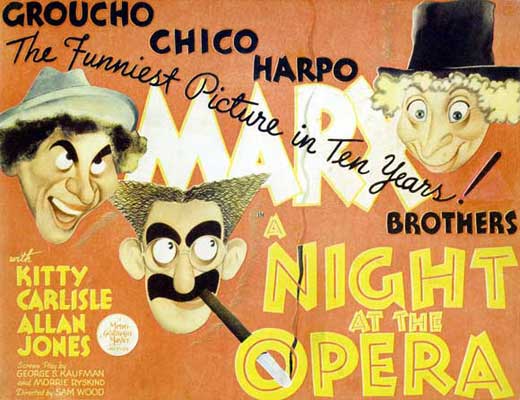 A Night at the Opera Movie Poster Print showcasing classic cinema art.