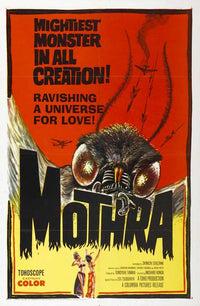 Gojira vs. Mosura Movie Poster Print showcasing a dramatic clash of iconic monsters.