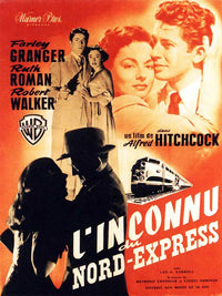 Strangers on a Train Movie Poster Print showcasing suspenseful imagery.