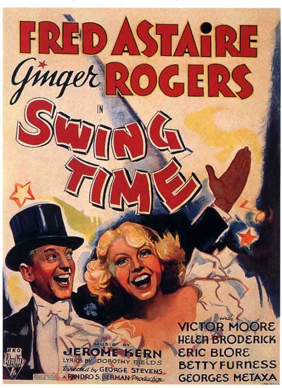 Swing Time Movie Poster Print featuring classic film imagery.