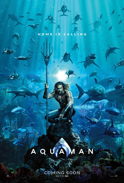 Aquaman Movie Poster Print featuring vibrant underwater artwork.