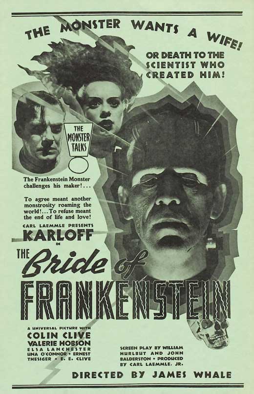 The Bride of Frankenstein Movie Poster Print featuring classic horror art
