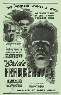 The Bride of Frankenstein Movie Poster Print featuring classic horror art