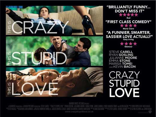 Crazy Stupid Love Movie Poster Print featuring vibrant colors and romantic comedy theme.
