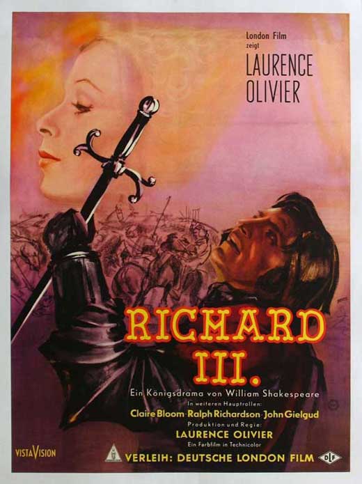 Richard III Movie Poster Print featuring Shakespeare's iconic character.