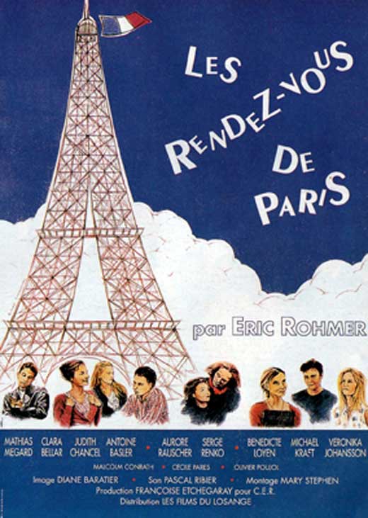 Rendezvous in Paris Movie Poster Print featuring romantic Parisian scenery.
