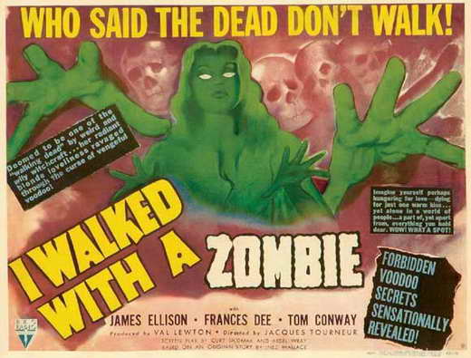 I Walked with a Zombie Movie Poster Print showcasing classic horror film art.