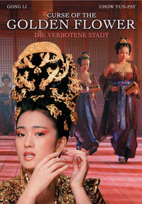 Curse of the Golden Flower Movie Poster Print featuring vibrant colors and dramatic imagery.