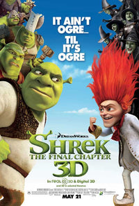 Shrek Forever After Movie Poster Print featuring colorful characters and whimsical design.
