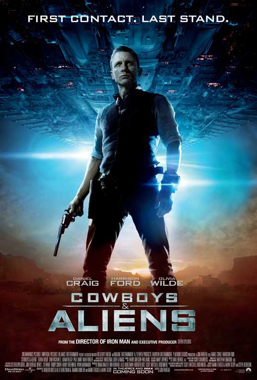 Cowboys and Aliens Movie Poster Print showcasing a thrilling Wild West and sci-fi design.