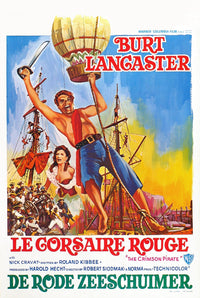 The Crimson Pirate Movie Poster Print featuring vibrant colors and classic adventure themes.